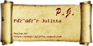 Pádár Julitta névjegykártya